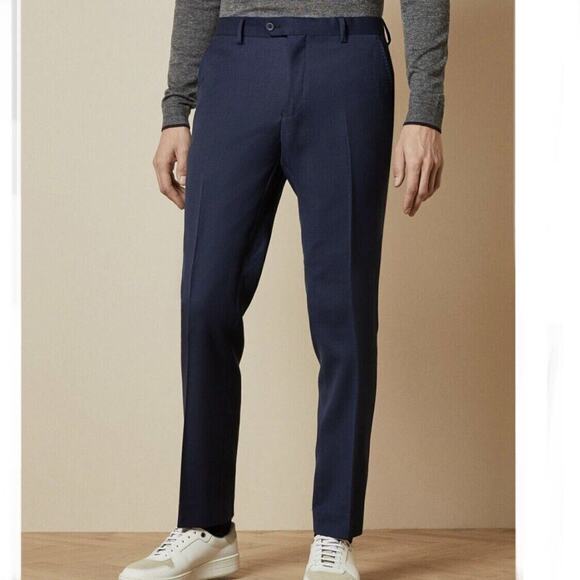 Ted Baker NWT Men's Endurance Birdseye Suit Wool Trouser Pant Blue Size 33R